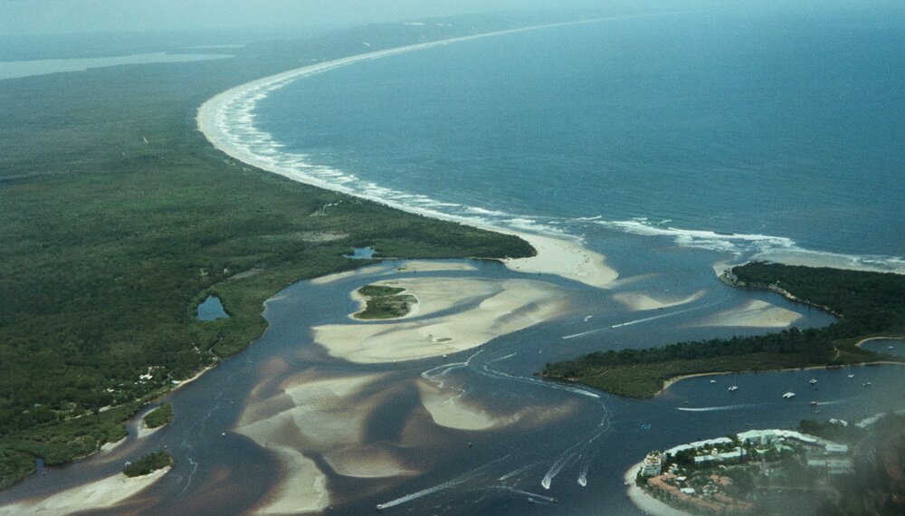 Aerial view, Noosa River mouth and Bar, Noosa Heads, 20 January 2008