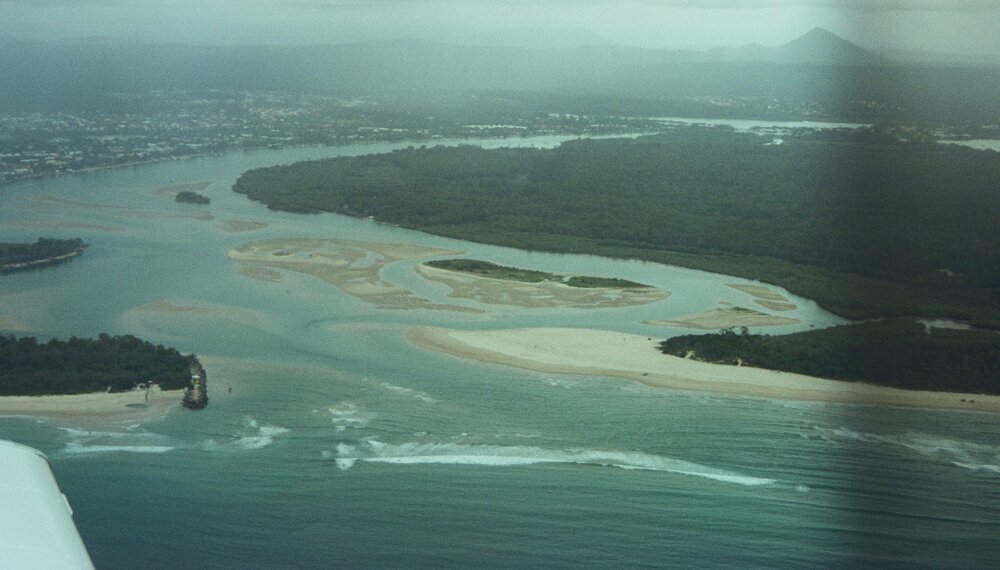 Aerial view, Noosa River mouth and Bar, Noosa Heads, 20 December 2007