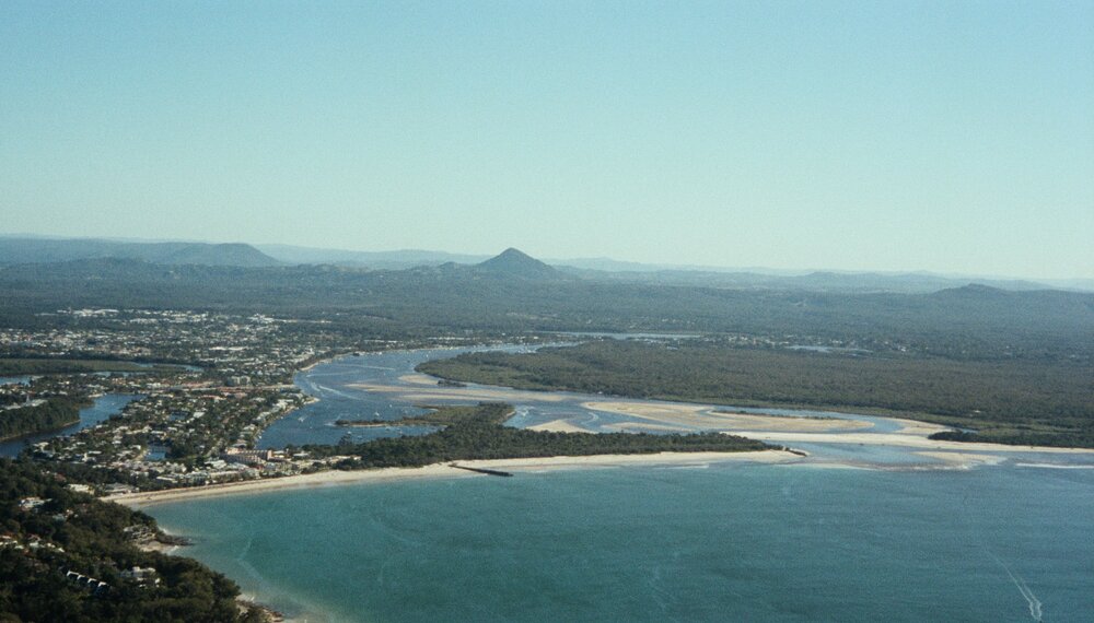 Aerial view, Noosa River mouth and Bar, Noosa Heads, 2 August 2008