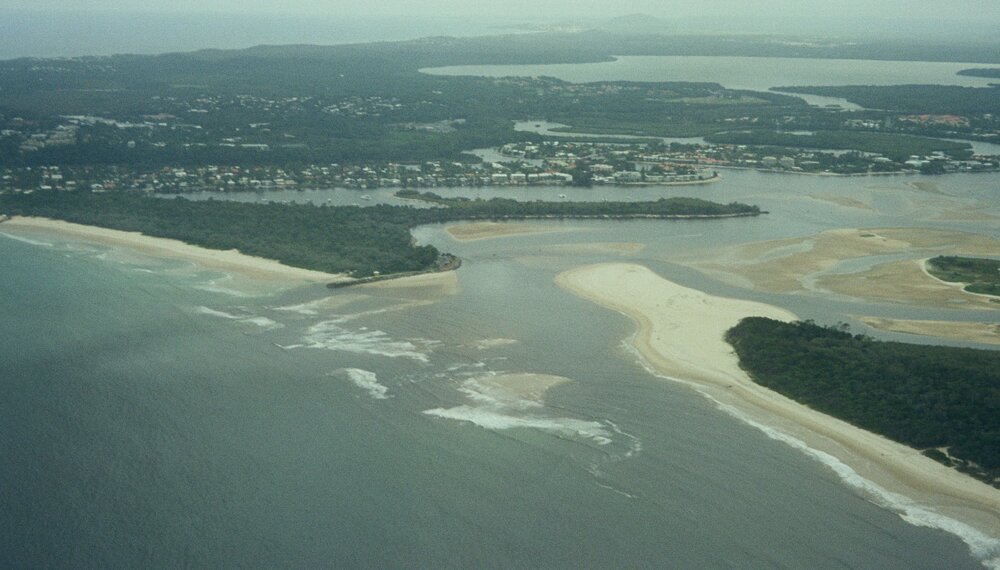 Aerial view, Noosa River mouth and Bar, Noosa Heads, 27 March 2008