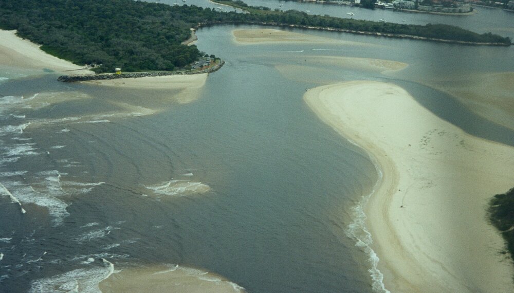 Aerial view, Noosa River mouth and Bar, Noosa Heads, 27 March 2008