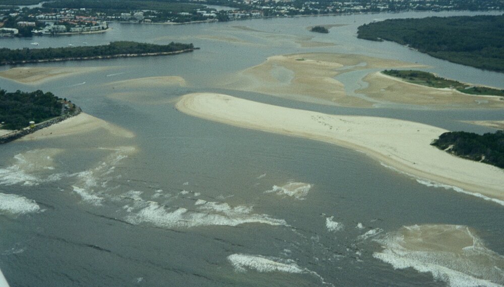 Aerial view, Noosa River mouth and Bar, Noosa Heads, 27 March 2008