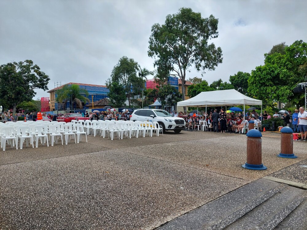 Veterans and vintage cars, ANZAC Day march, Poinciana Avenue, Tewantin, 25 April 2025