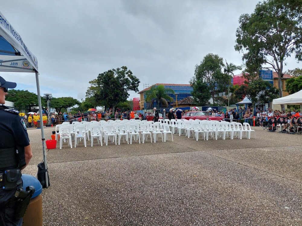 Veterans and vintage cars, ANZAC Day march, Poinciana Avenue, Tewantin, 25 April 2025