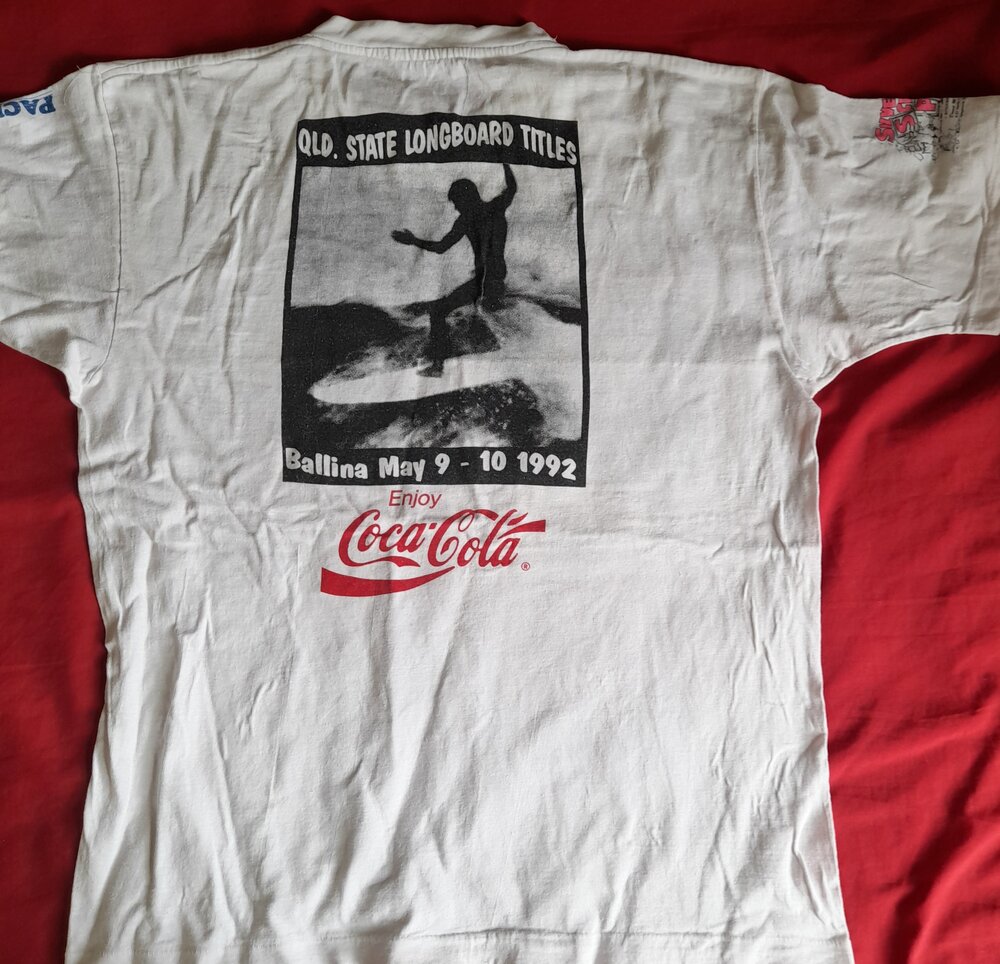 Competition T-shirt, Queensland State Longboard Titles, Ballina, 9-10 May 1992