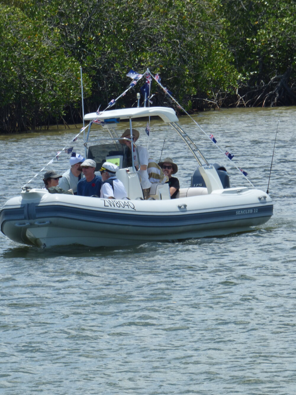 Flotilla re-enactment participant, Remembrance Day, Looking Forward to Peace event, Noosa River, Tewantin, 11 November 2018