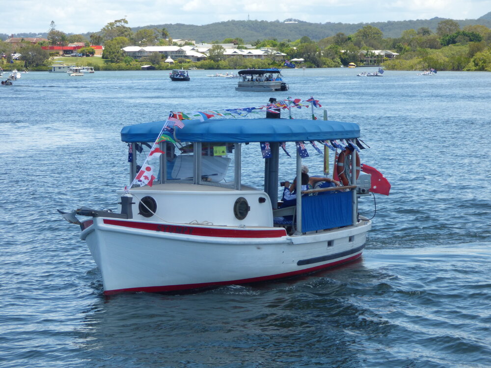 Flotilla re-enactment participant, Remembrance Day, Looking Forward to Peace event, Noosa River, Tewantin, 11 November 2018