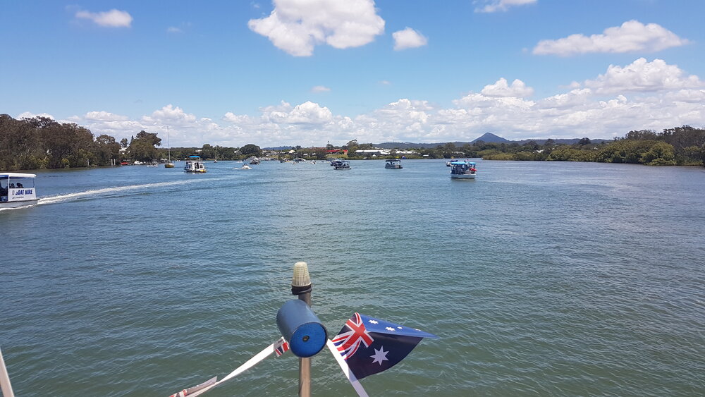 Flotilla re-enactment, Remembrance Day, Looking Forward to Peace event, Noosa River, Tewantin, 11 November 2018