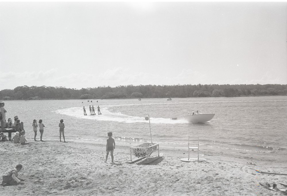 Waterskiing display, Noosa River, 1967 