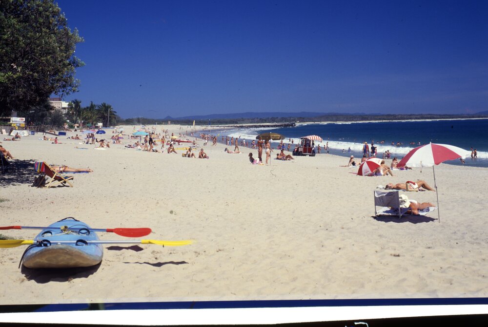 Beachgoers, Noosa Main Beach, Noosa Heads, ca 1990s