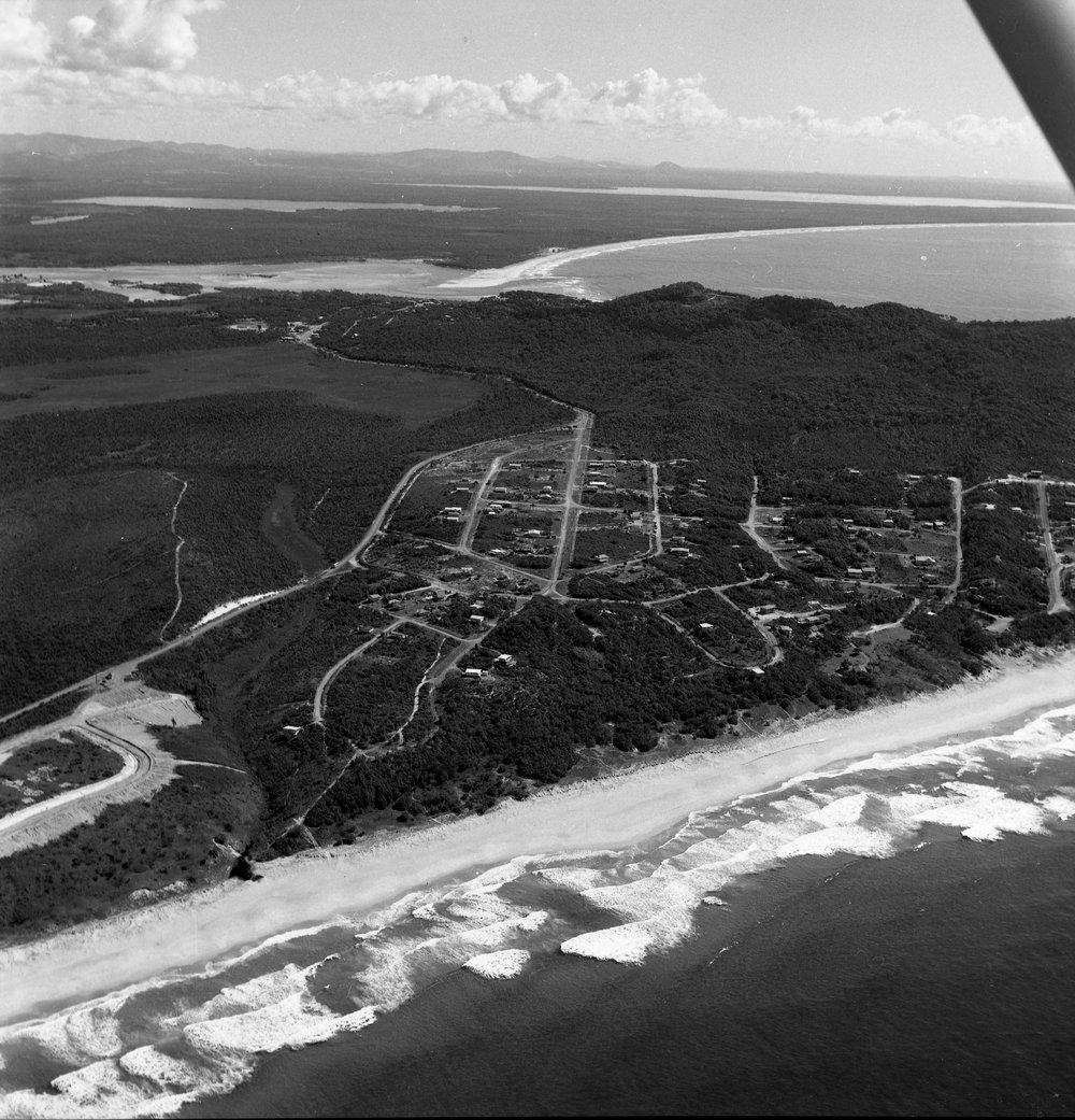 Aerial view Sunshine Beach, 1970 