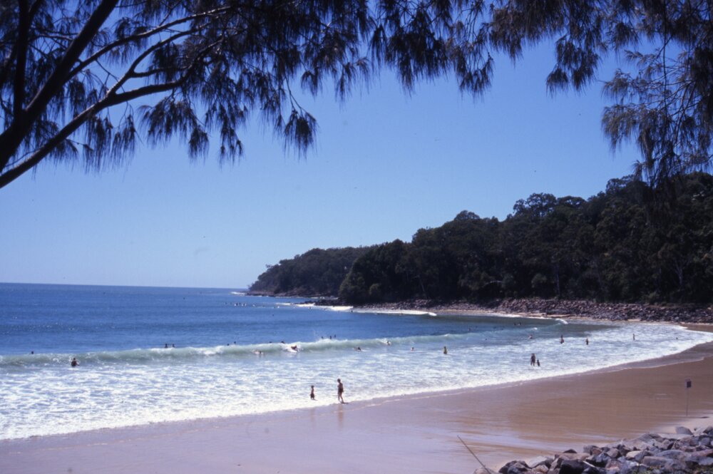 Beachgoers, Noosa Main Beach, Noosa Heads, ca 1990s