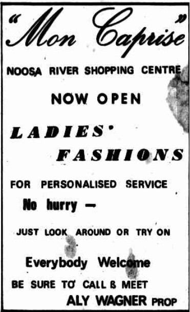 Mon Caprise Boutique advertisement, Noosaville, 20 August 1970