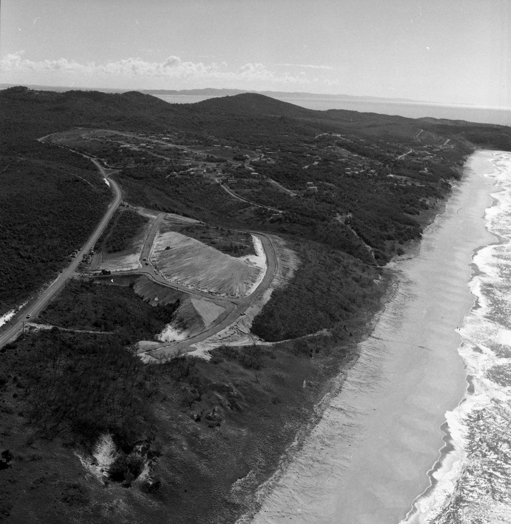 Aerial view, land clearing, Sunrise Beach looking north, 1970 