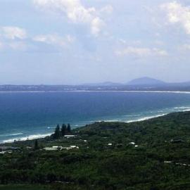Aerial photo, Teewah Beach Village, looking towards Noosa Heads , Noosa North Shore