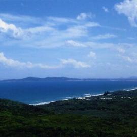 Aerial photo, Teewah Beach Village and Teewah Beach