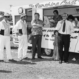 David Low MLA  (Member for Cooroora) and John Herbert (Minister for Tourism), Motorkana '72, Peregian Beach Show Grounds, Peregian Beach, September 1972