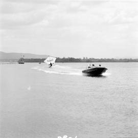 Tony King, Waterski tow kite exhibition, Festival of Waters, Noosa River, Tewantin, 27 August 1972