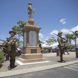 Janet Kake and Trooper Mark Price, catafalque party and War Memorial, Remembrance Day, Tewantin, 11 November 2018
