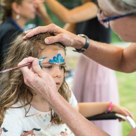 Face painting by Lauren from Cool Faces, Hinterland Adventure Playground, Marara Street, Cooroy, 6 May 2022
