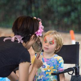 Face painting by Elaine Shen, Waterlily Face Painting, Hinterland Adventure Playground, Marara Street, Cooroy, 6 May 2022