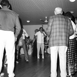 David Gordon, and partygoers, Christmas party, Lakes Motor Inn restaurant, Tewantin, 1 December 1972