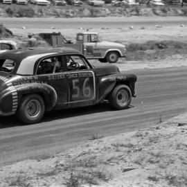 Dale Downing,  car racing, speedway meeting, Caboolture, 28 January 1973