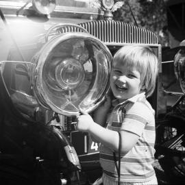 Child with vintage car, Motorkana '72, Peregian Beach Show Grounds,  Peregian Beach,  September 1972