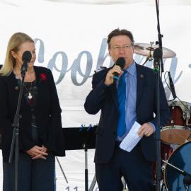 Sandy Bolton MP  and Tony Wellington, Mayor, Noosa Shire Council, Mayor, Noosa Shire Council, Remembrance Day, Looking Forward to Peace Event, Tewantin-Noosa RSL Memorial Park, Tewantin, 11 November 2018