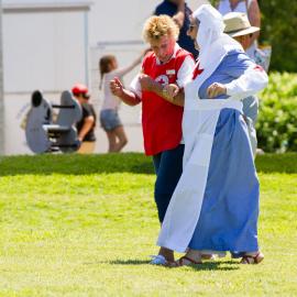 Carol Norris and Marilla Murphy (l-r), Red Cross Volunteers, Remembrance Day, Looking Forward to Peace Event, Tewantin-Noosa RSL Memorial Park, Tewantin, 11 November 2021