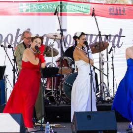 Cherryn Lomas, Anita David and Kelsey Giarola, Andrew Sisters Tribute Show, Remembrance Day, Looking Forward to Peace Event, Tewantin-Noosa RSL Memorial Park, Tewantin, 11 November 2018