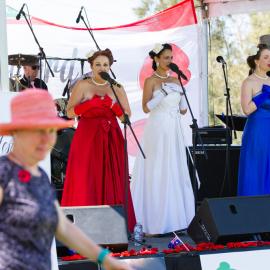 Cherryn Lomas, Anita David and Kelsey Giarola, Andrew Sisters Tribute Show, Remembrance Day, Looking Forward to Peace Event, Tewantin-Noosa RSL Memorial Park, Tewantin, 11 November 2018