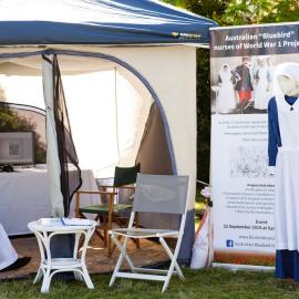 Australian 'Bluebird' nurses and  Australian Red Cross Society tent,  Remembrance Day, Looking Forward to Peace Event, Tewantin-Noosa RSL Memorial Park, Tewantin, 11 November 2018