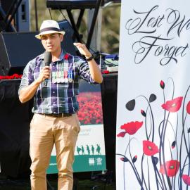 Andy Fermo, returned serviceman, Afghanistan, Remembrance Day, Looking Forward to Peace Event, Tewantin-Noosa RSL Memorial Park, Tewantin, 11 November 2018