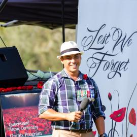 Andy Fermo, returned serviceman, Afghanistan, Remembrance Day, Looking Forward to Peace Event, Tewantin-Noosa RSL Memorial Park, Tewantin, 11 November 2018
