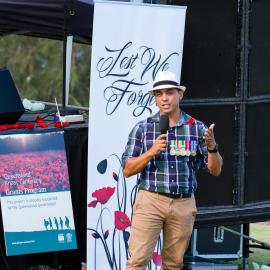 Andy Fermo, returned serviceman, Afghanistan, Remembrance Day, Looking Forward to Peace Event, Tewantin-Noosa RSL Memorial Park, Tewantin, 11 November 2018