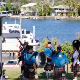 Noosa & District Pipe Band, Remembrance Day, Looking Forward to Peace Event, Tewantin-Noosa RSL Memorial Park, Tewantin, 11 November 2018