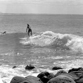 Board riders, First Point, Noosa Heads, October 1972