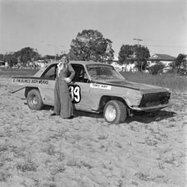 Model, promotional photos, Sunshine Coast Speedway, Tewantin, 21 May 1973