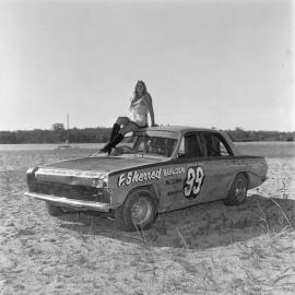 Model, promotional photos, Sunshine Coast Speedway, Tewantin, 21 May 1973