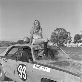 Model, promotional photos, Sunshine Coast Speedway, Tewantin, 21 May 1973