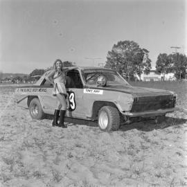 Model, promotional photos, Sunshine Coast Speedway, Tewantin, 21 May 1973