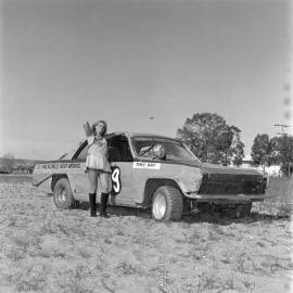 Model, promotional photos, Sunshine Coast Speedway, Tewantin, 21 May 1973