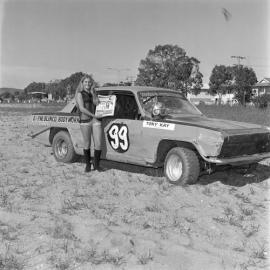 Model, promotional photos, Sunshine Coast Speedway, Tewantin, 21 May 1973