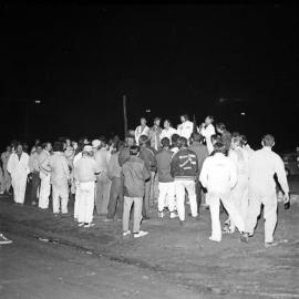 Drivers and spectators, Sunshine Coast Speedway, Wappa Falls Road, Yandina, July 1973