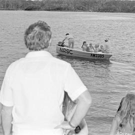Boating party, Noosa Yacht and Rowing Club, Festival of Waters, Noosa River, Noosaville, 2 September 1973