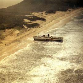 Aerial view, Cherry Venture, Teewah Beach, Noosa North Shore, July 1973