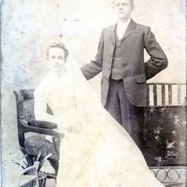 Wedding portrait, Arthur Wallace and Alice Dimmock, 8 December 1901