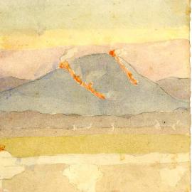 Bushfire on Mountain, painted by Jean Dunstan, Noosaville, before 1980
