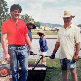 Final touches, Noosa Yacht and Rowing Club under construction, 142 Gympie Terrace, Noosaville, ca March 1994